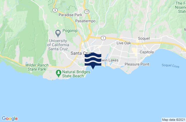 Carte des horaires des marées pour Santa Cruz Monterey Bay, United States