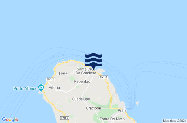 Carte des horaires des marées pour Santa Cruz da Graciosa, Portugal