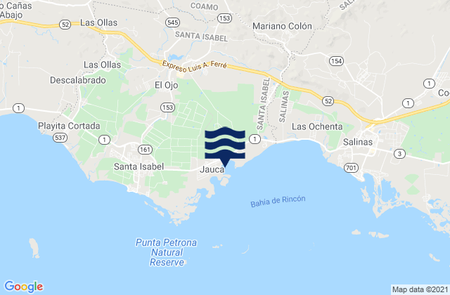 Carte des horaires des marées pour Santa Isabel Municipio, Puerto Rico