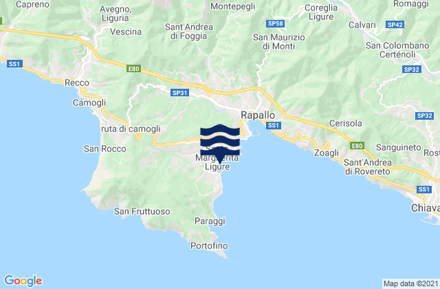 Carte des horaires des marées pour Santa Margherita Ligure, Italy