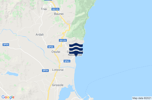 Carte des horaires des marées pour Santa Maria Navarrese, Italy