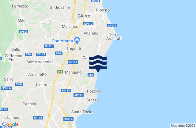 Carte des horaires des marées pour Santa Venerina, Italy