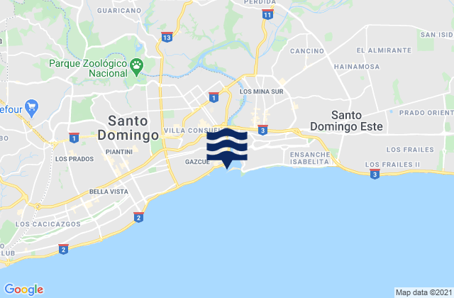 Carte des horaires des marées pour Santo Domingo (Ciudad Trujillo), Dominican Republic