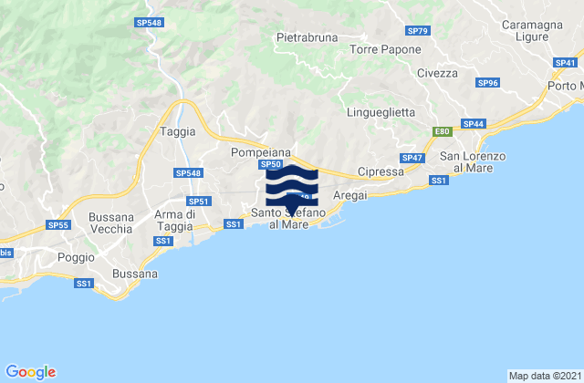 Carte des horaires des marées pour Santo Stefano al Mare, Italy