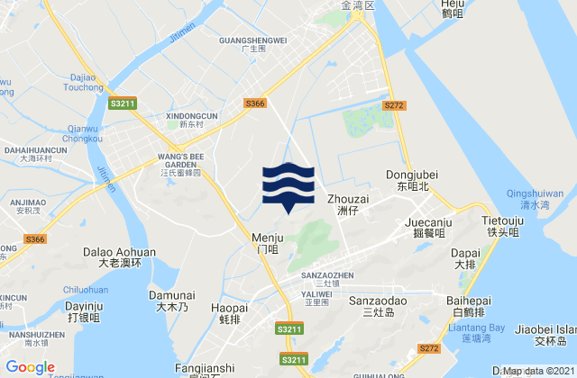 Carte des horaires des marées pour Sanzao, China