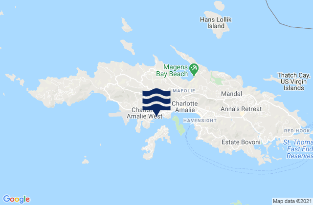 Carte des horaires des marées pour Sapphire Beach, U.S. Virgin Islands