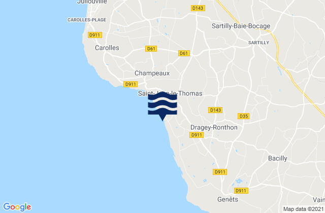 Carte des horaires des marées pour Sartilly, France
