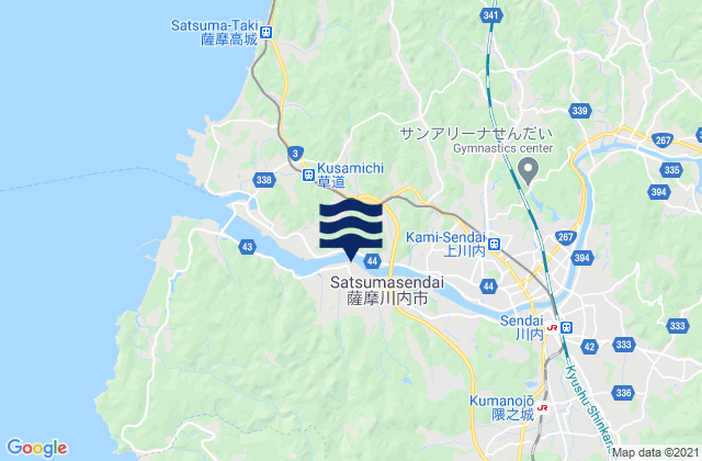 Carte des horaires des marées pour Satsumasendai, Japan