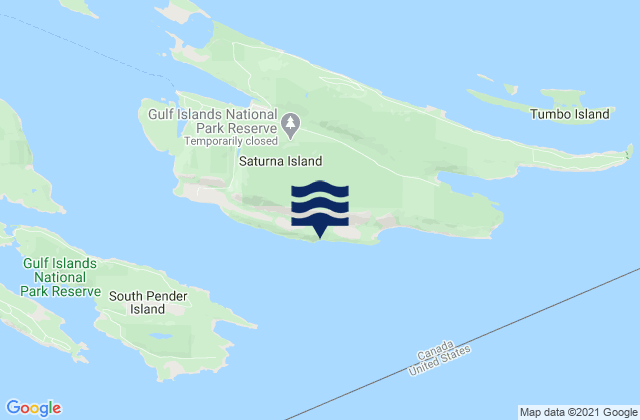Carte des horaires des marées pour Saturna Island, Canada
