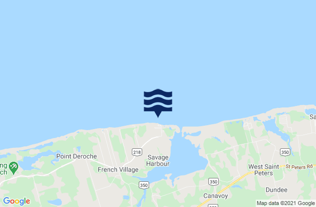 Carte des horaires des marées pour Savage Harbour, Canada