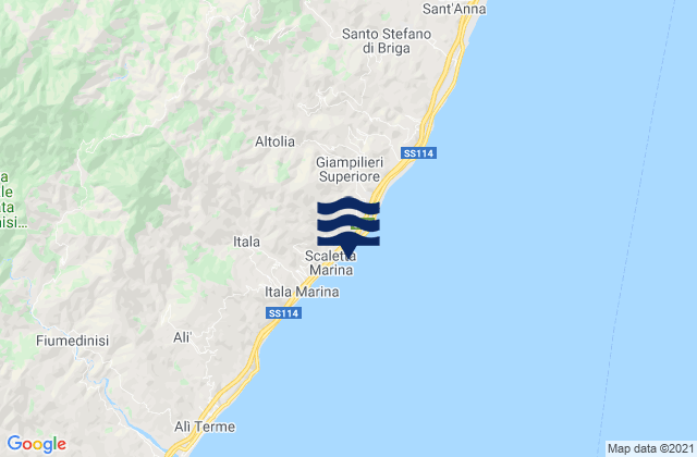 Carte des horaires des marées pour Scaletta Zanclea, Italy
