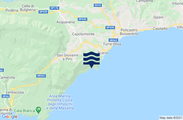 Carte des horaires des marées pour Scario, Italy