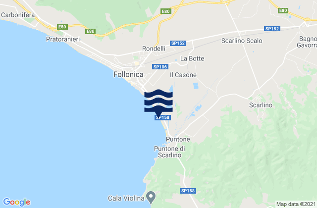 Carte des horaires des marées pour Scarlino Scalo, Italy