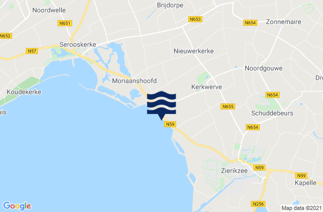Carte des horaires des marées pour Schouwen-Duiveland, Netherlands