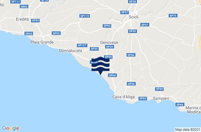 Carte des horaires des marées pour Scicli, Italy
