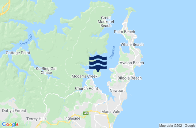 Carte des horaires des marées pour Scotland Island, Australia