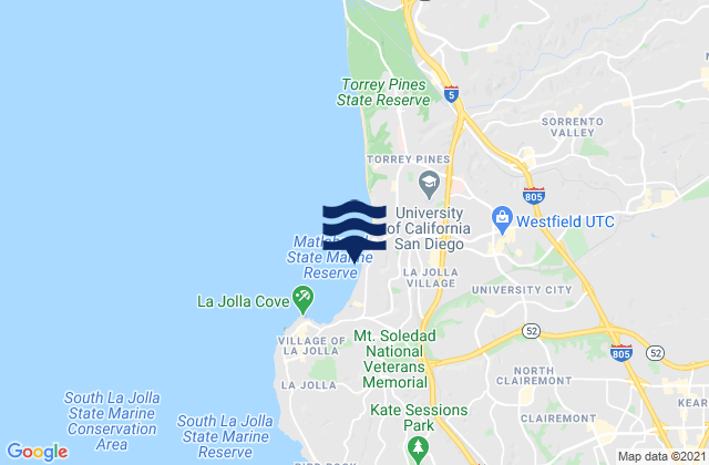 Carte des horaires des marées pour Scripps Pier/La Jolla, United States