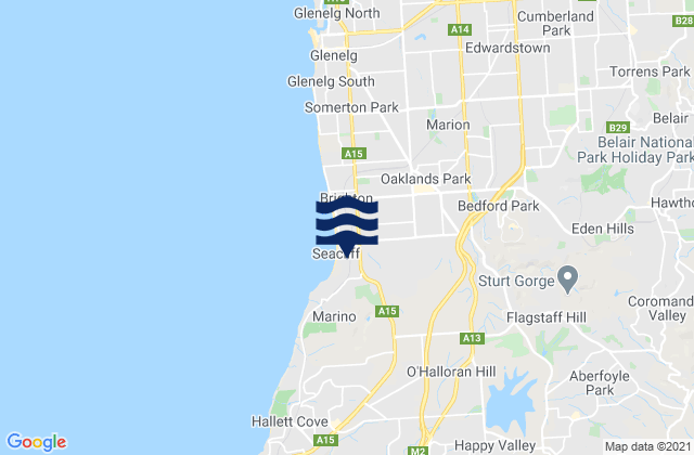 Carte des horaires des marées pour Seacliff, Australia
