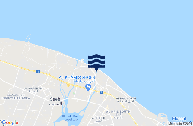Carte des horaires des marées pour Seeb, Oman