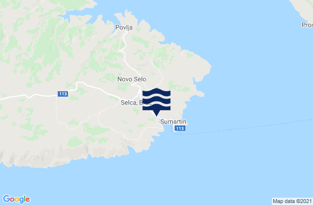 Carte des horaires des marées pour Selca, Croatia
