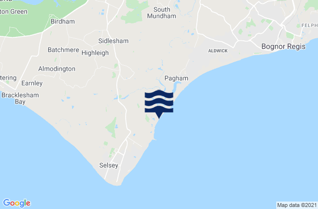 Carte des horaires des marées pour Selsey (Pagham Harbour) Beach, United Kingdom