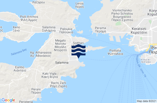 Carte des horaires des marées pour Selínia, Greece