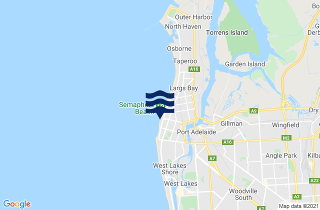 Carte des horaires des marées pour Semaphore Beach, Australia