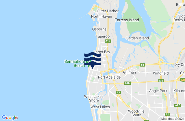 Carte des horaires des marées pour Semaphore, Australia