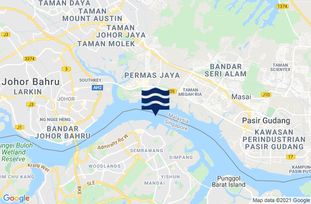 Carte des horaires des marées pour Sembawang, Singapore