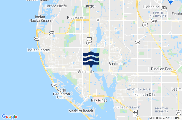Carte des horaires des marées pour Seminole, United States