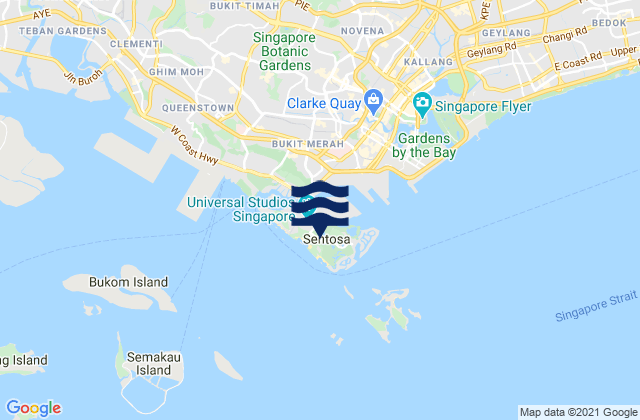Carte des horaires des marées pour Sentosa Island, Singapore