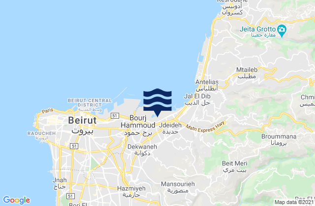 Carte des horaires des marées pour Seper, Lebanon