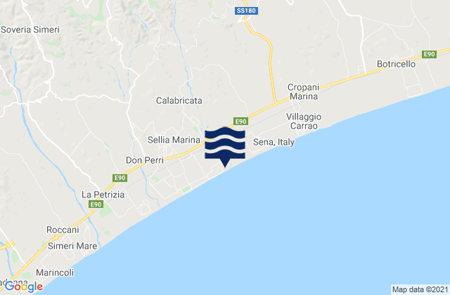 Carte des horaires des marées pour Sersale, Italy