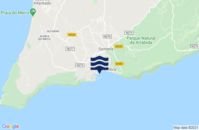 Carte des horaires des marées pour Sesimbra, Portugal