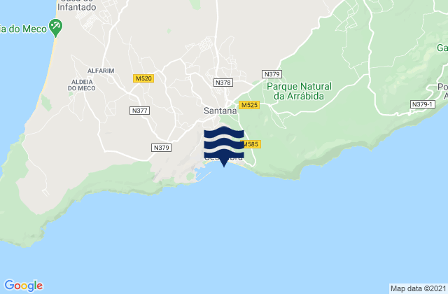Carte des horaires des marées pour Sesimbra, Portugal