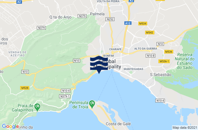 Carte des horaires des marées pour Setubal Setubal Harbor, Portugal