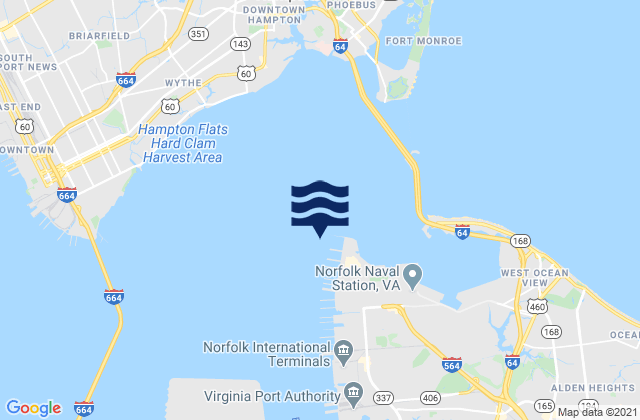 Carte des horaires des marées pour Sewells Point (Naval Station Norfolk), United States