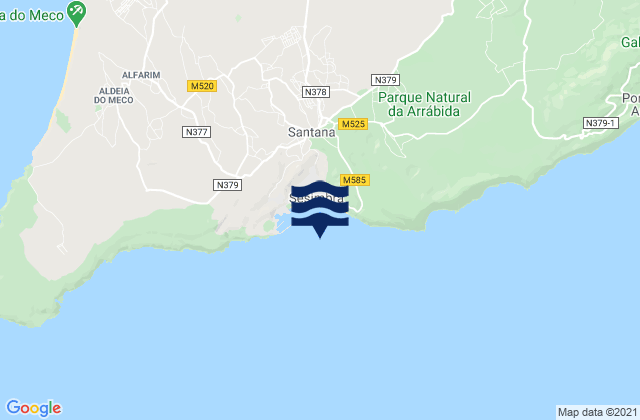Carte des horaires des marées pour Sezimbra, Portugal