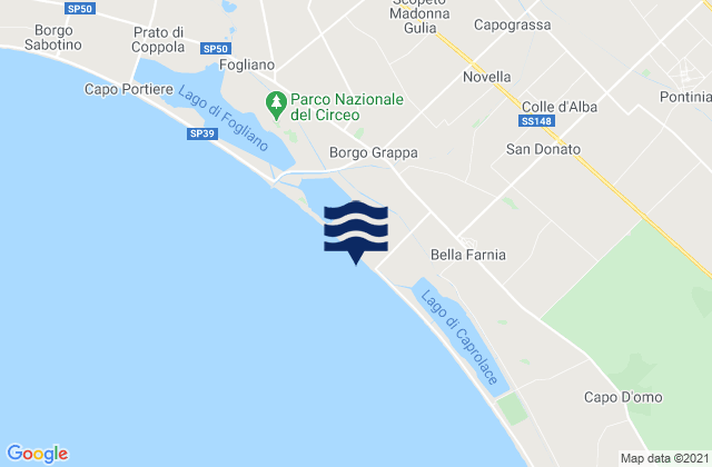 Carte des horaires des marées pour Sezze Scalo, Italy