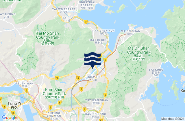Carte des horaires des marées pour Sha Tin, Hong Kong