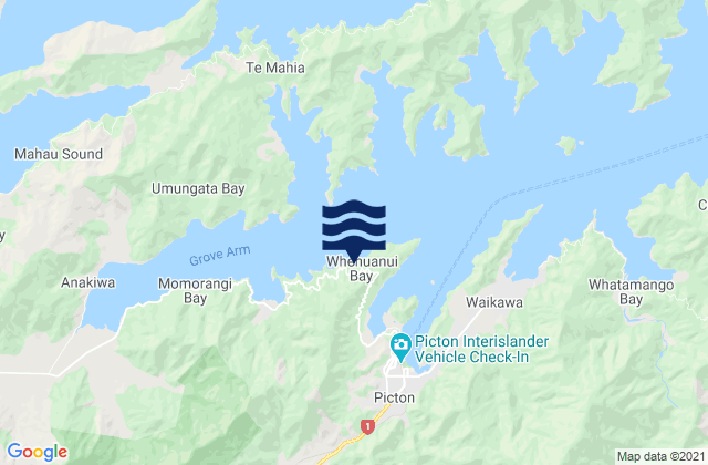 Carte des horaires des marées pour Shakespeare Bay, New Zealand