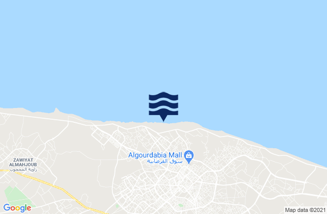 Carte des horaires des marées pour Sha‘bīyat Mişrātah, Libya