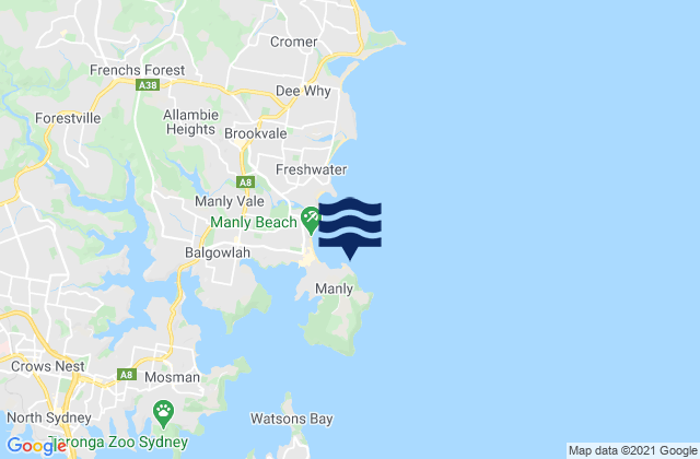 Carte des horaires des marées pour Shelly Beach, Australia