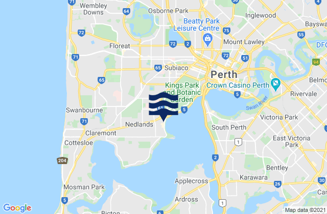 Carte des horaires des marées pour Shenton Park, Australia