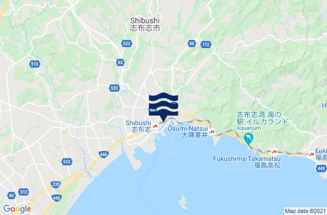Carte des horaires des marées pour Shibushi-shi, Japan