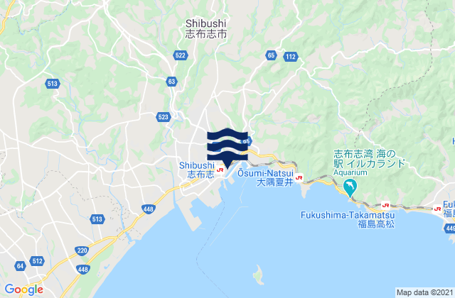 Carte des horaires des marées pour Shibushi, Japan
