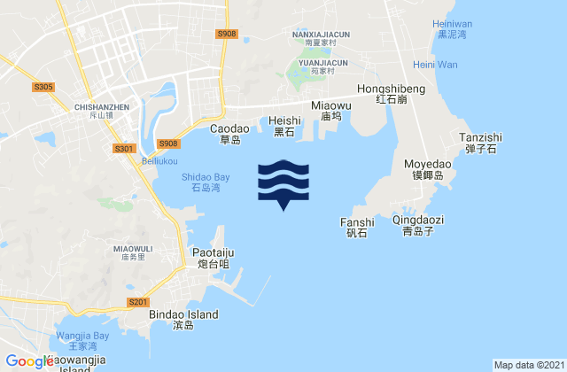 Carte des horaires des marées pour Shidao Wan, China