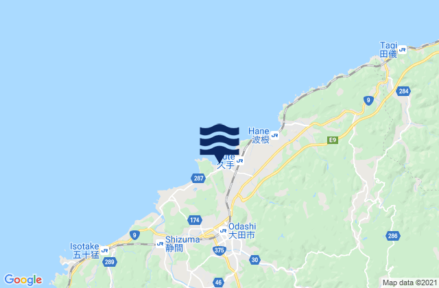 Carte des horaires des marées pour Shimane-ken, Japan