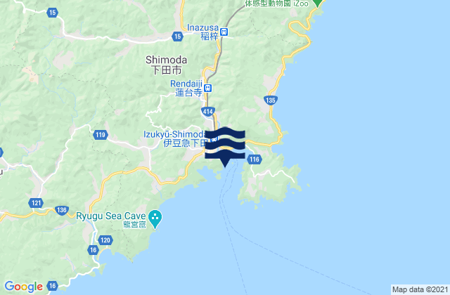 Carte des horaires des marées pour Shimoda Ko, Japan