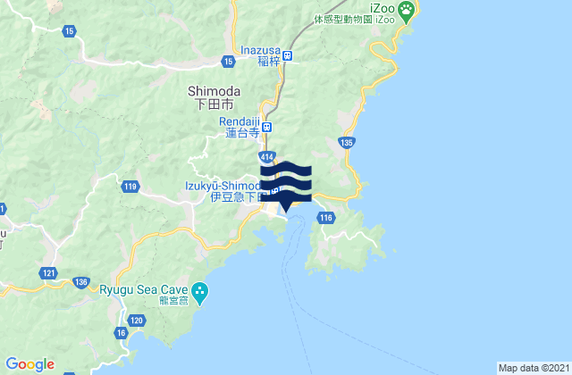 Carte des horaires des marées pour Shimoda, Japan